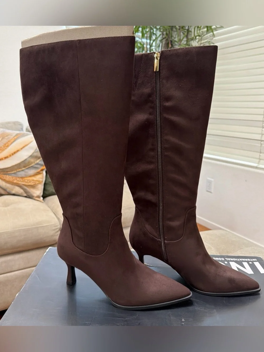 INC International Concepts Dark Brown Over‑The‑Knee wide calf Boots
